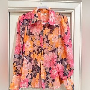 Showpo Pink and Orange Floral Blouse